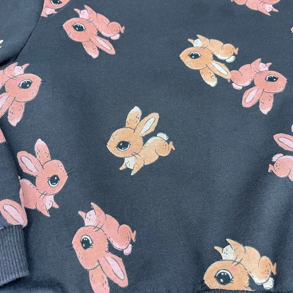 Girls H&M grey size 5T- 6 bunny themed sweater